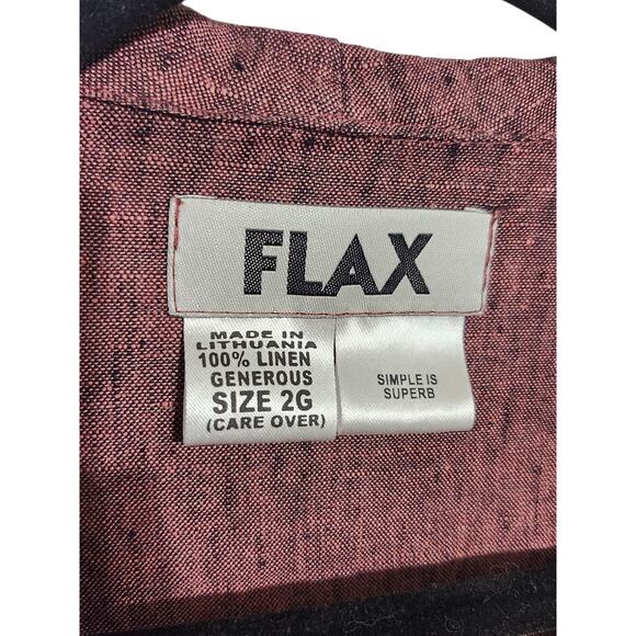 Flax Shirt Womens 2G Pink Linen Button Up Front Long Tiered Sleeve Lightweight - Picture 4 of 4